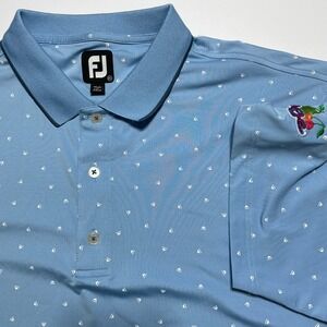FootJoy Mens 2XL Light Blue Geometric Print Sage Fruit Sleeve Golf Polo Shirt